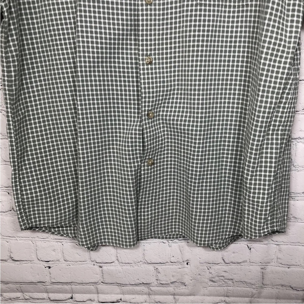 Columbia Shirt Mens XL Green White Checkered Button Down Short Sleeve - Picture 6 of 9